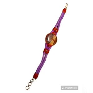 New Hint of Nature Purple Leather Tree of Life Bracelet